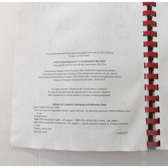 Fix It and Enjoy It 5 Ingredient Recipes Cookbook Phyllis Pellman Good PB Spiral - Picture 3 of 10